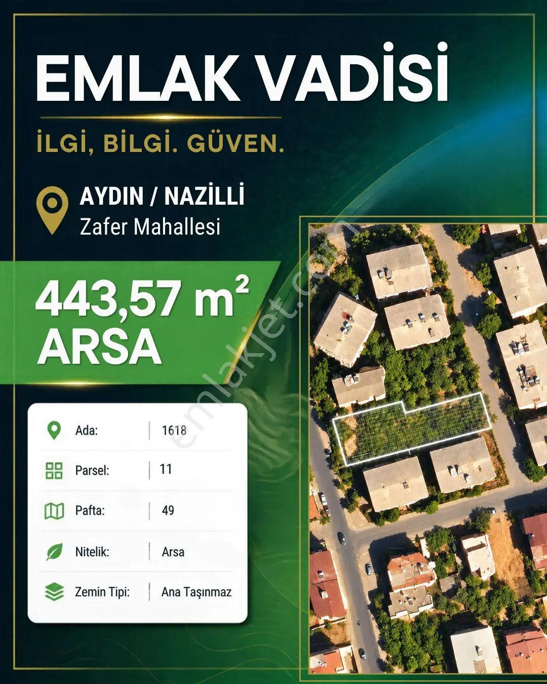 Zafer Mah.'de 2 Parsel 800m² İmarlı Arsa — fotoğraf 2