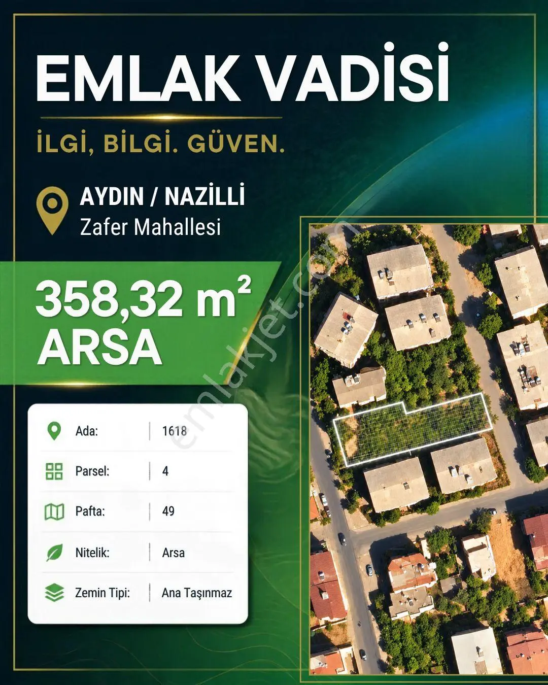 Zafer Mah.'de 2 Parsel 800m² İmarlı Arsa — fotoğraf 3