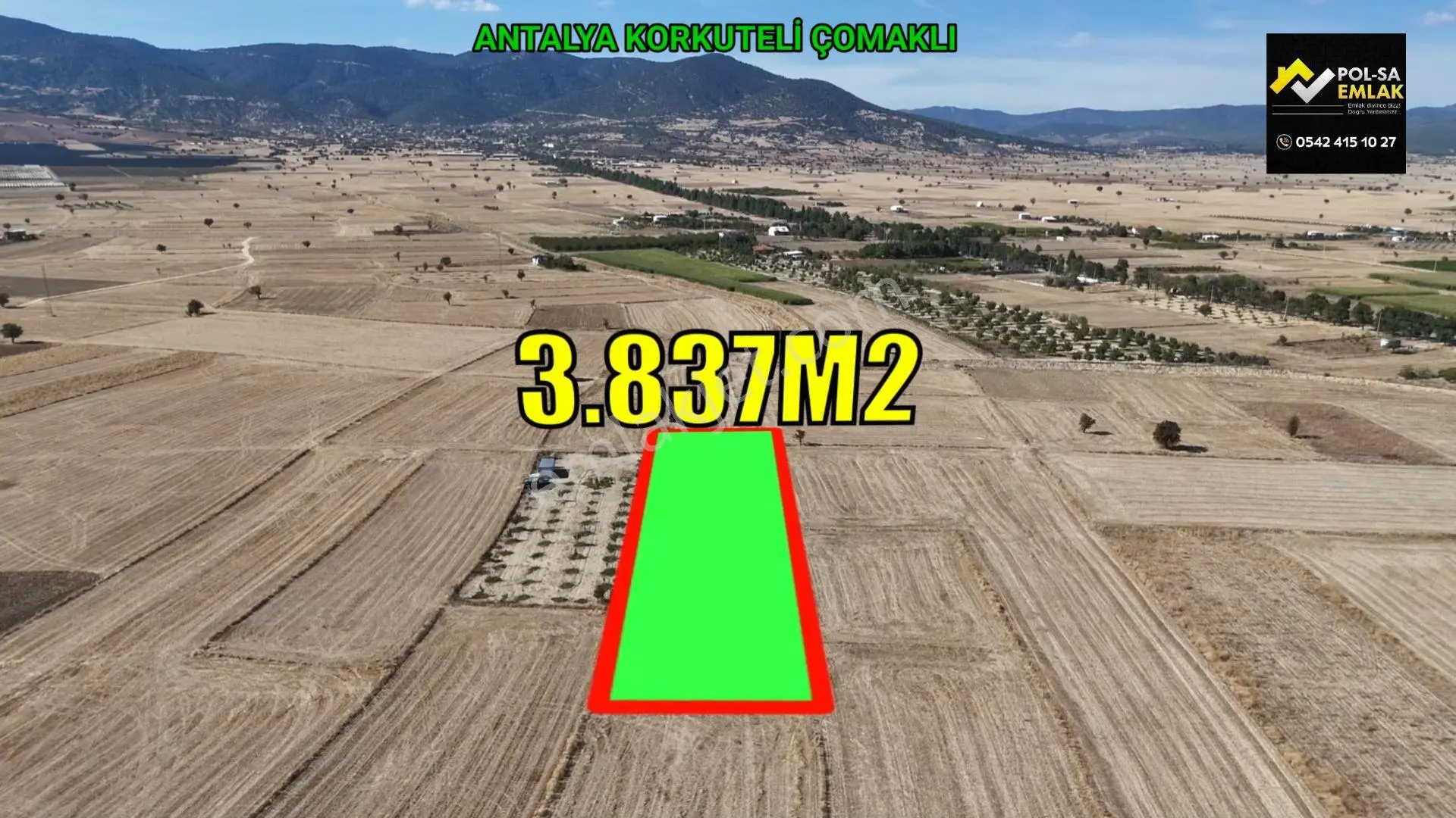 Antalya Korkuteli Çomaklı Da Satılık 3.837M2 Tarla