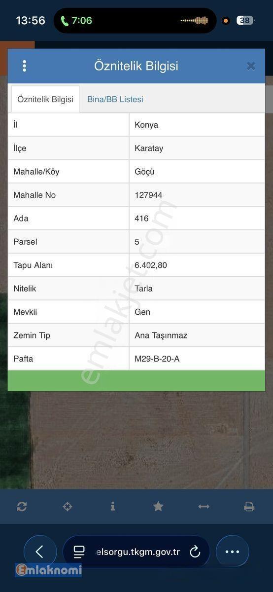 Karatay Göçü Köyünde Satılık 6.402 M2 Tarla