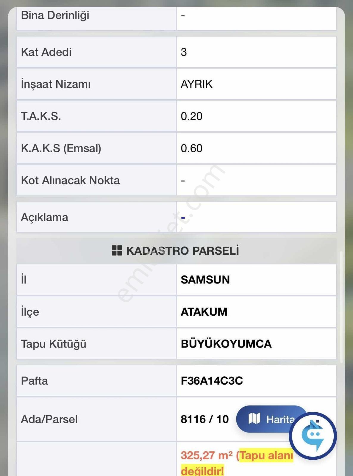 Atakum Villalar Bölgesi Satılık Arsa — fotoğraf 2