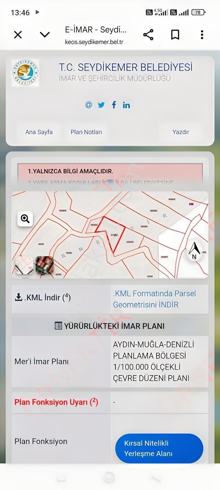 Yaka Mh 784 M2 Köy Yerleşik Alan İçinde Tek Tapu Arazi