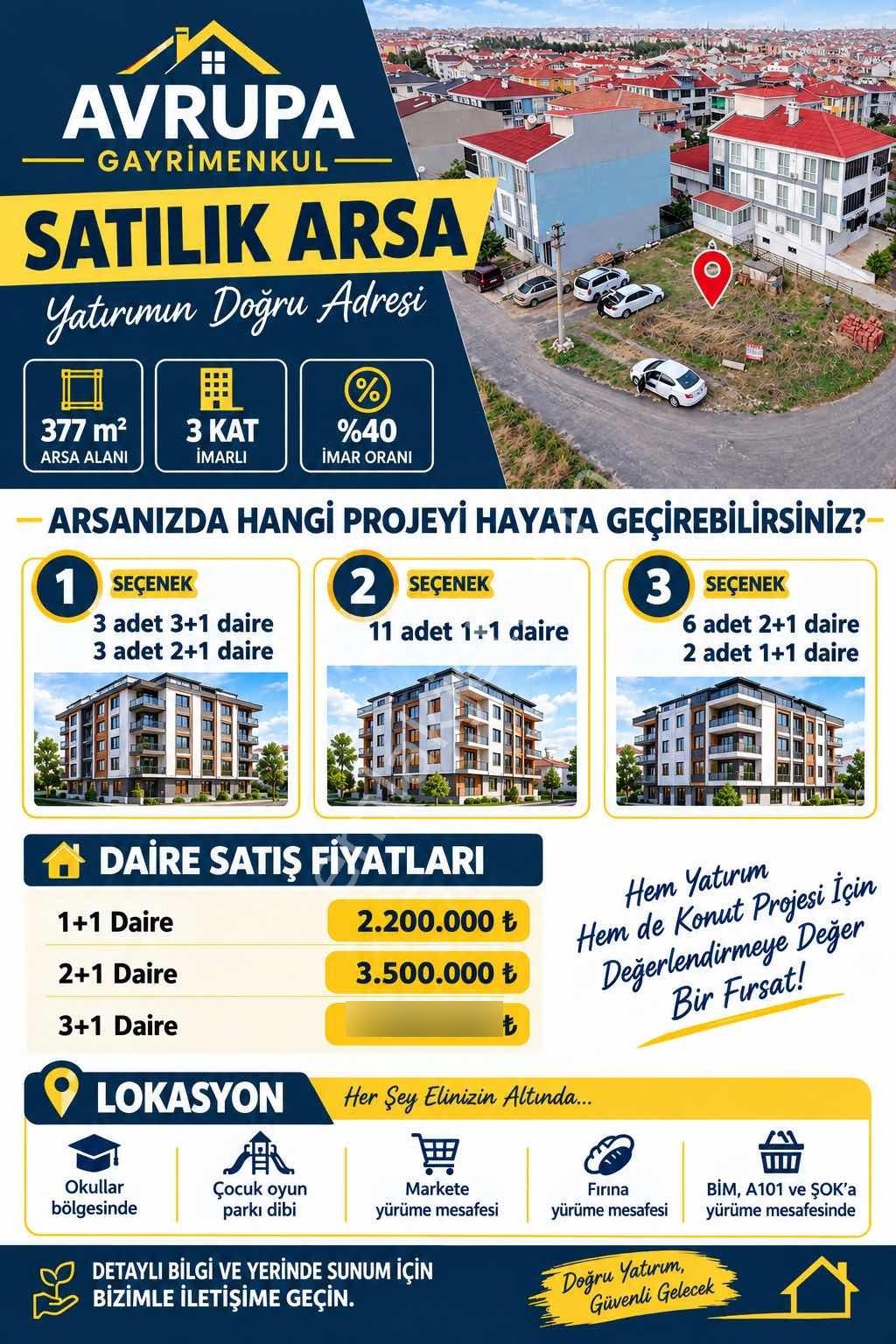 Havuzlar Mah Satılık %40 3 Kat İmarlı