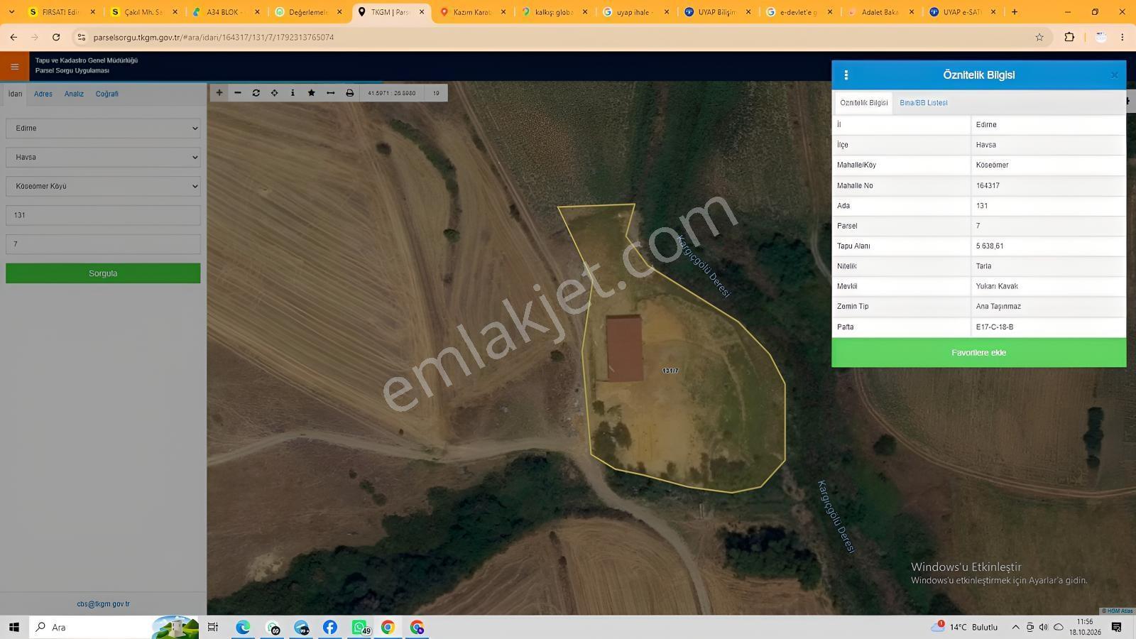 İhtiyaçtan Satılık! Havsa Köseömerde 5.600 M² Mera Cephe Fırsat — fotoğraf 2
