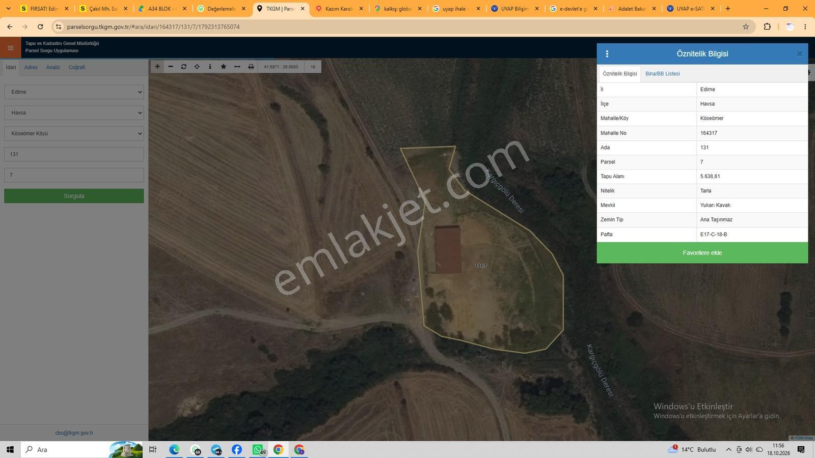 İhtiyaçtan Satılık! Havsa Köseömerde 5.600 M² Mera Cephe Fırsat — fotoğraf 3