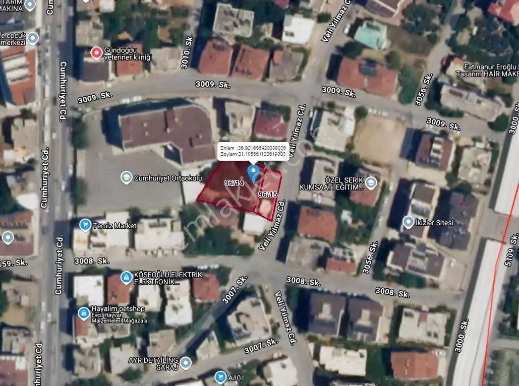 Serik Kökez Veli Yılmaz Cadde Üzeri 195 Mt2 Satılık Arsa Hissesi