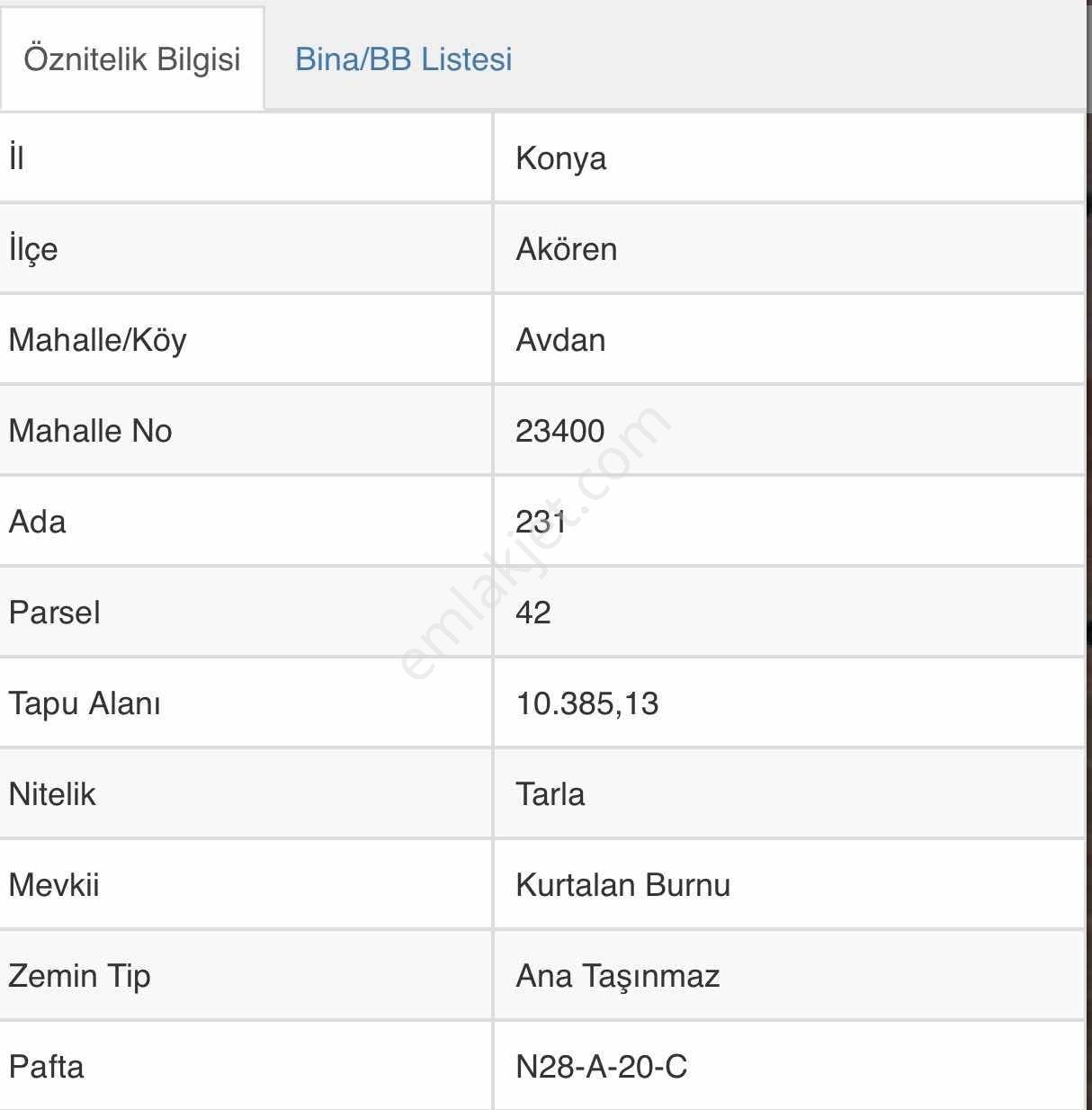 Mehmet Akkuş'Tan Akören Avdanda 10.385 M2 Satılık Tarla