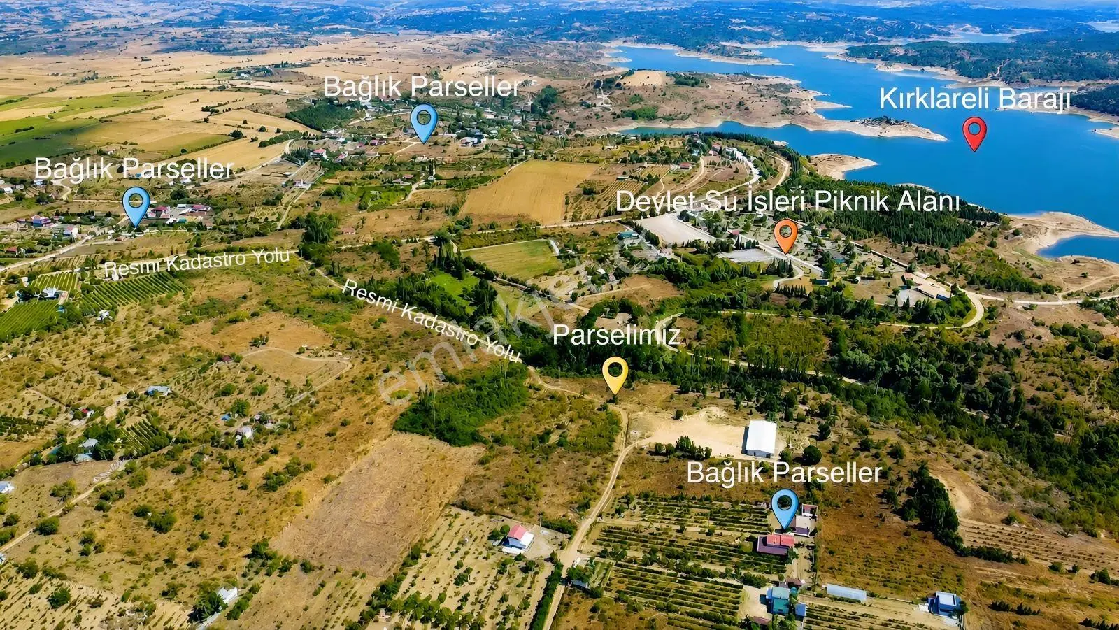 Kırklareli Merkez Baraj Mevkii 3.700 M² Satılık Bağlık Parsel