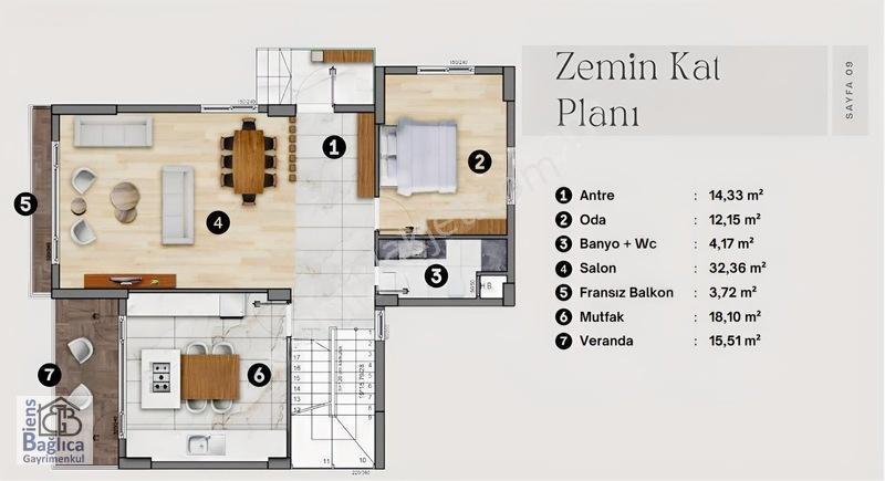 Biens Ten Tam Bağımsız Manzarası Açık Ada Mutfaklı Yerden Isıtma — fotoğraf 23
