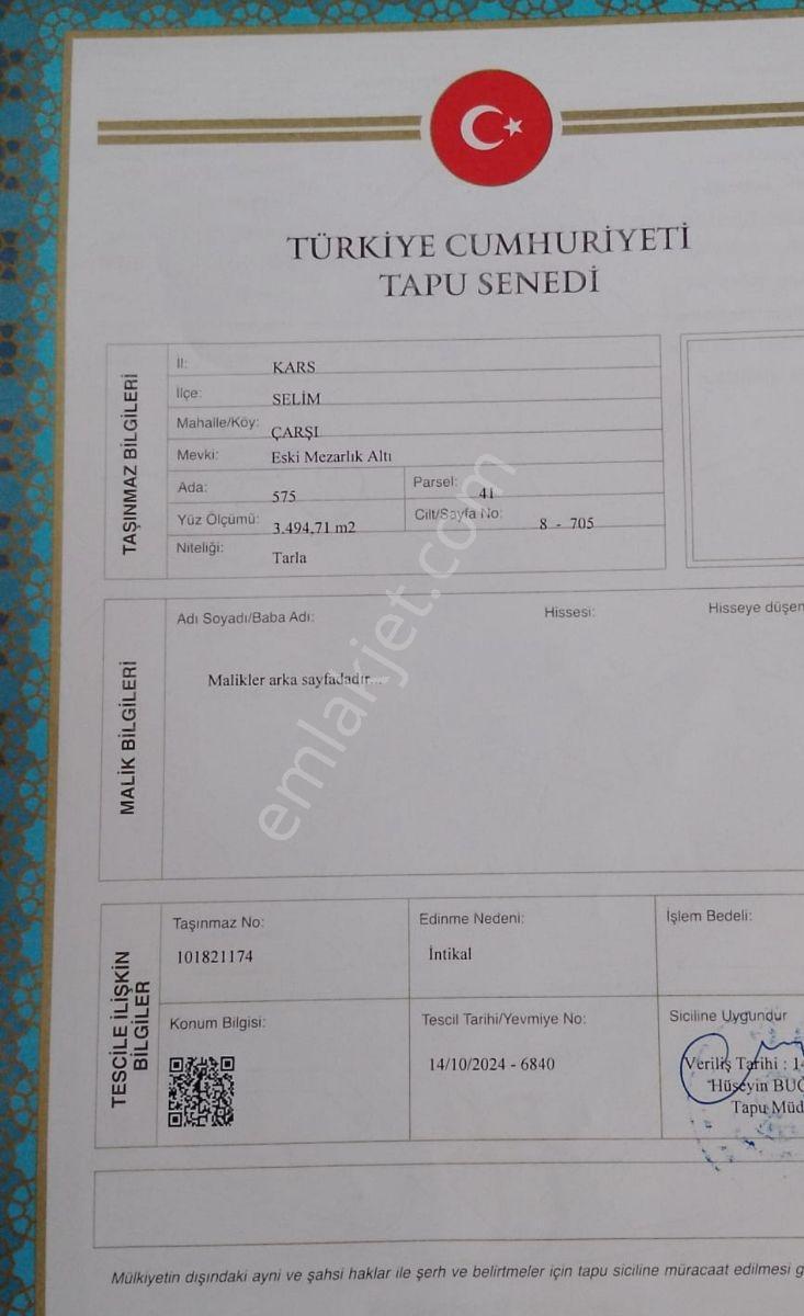 Nova Kars Emlak Tan Yatırımlık Arsa
