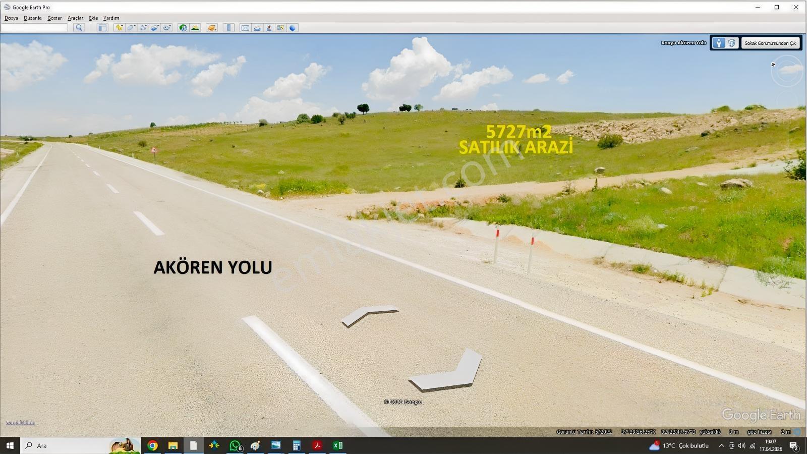 Akören Tülce'de Yol Kenarında 5727m2 Satılık Tarla — fotoğraf 2