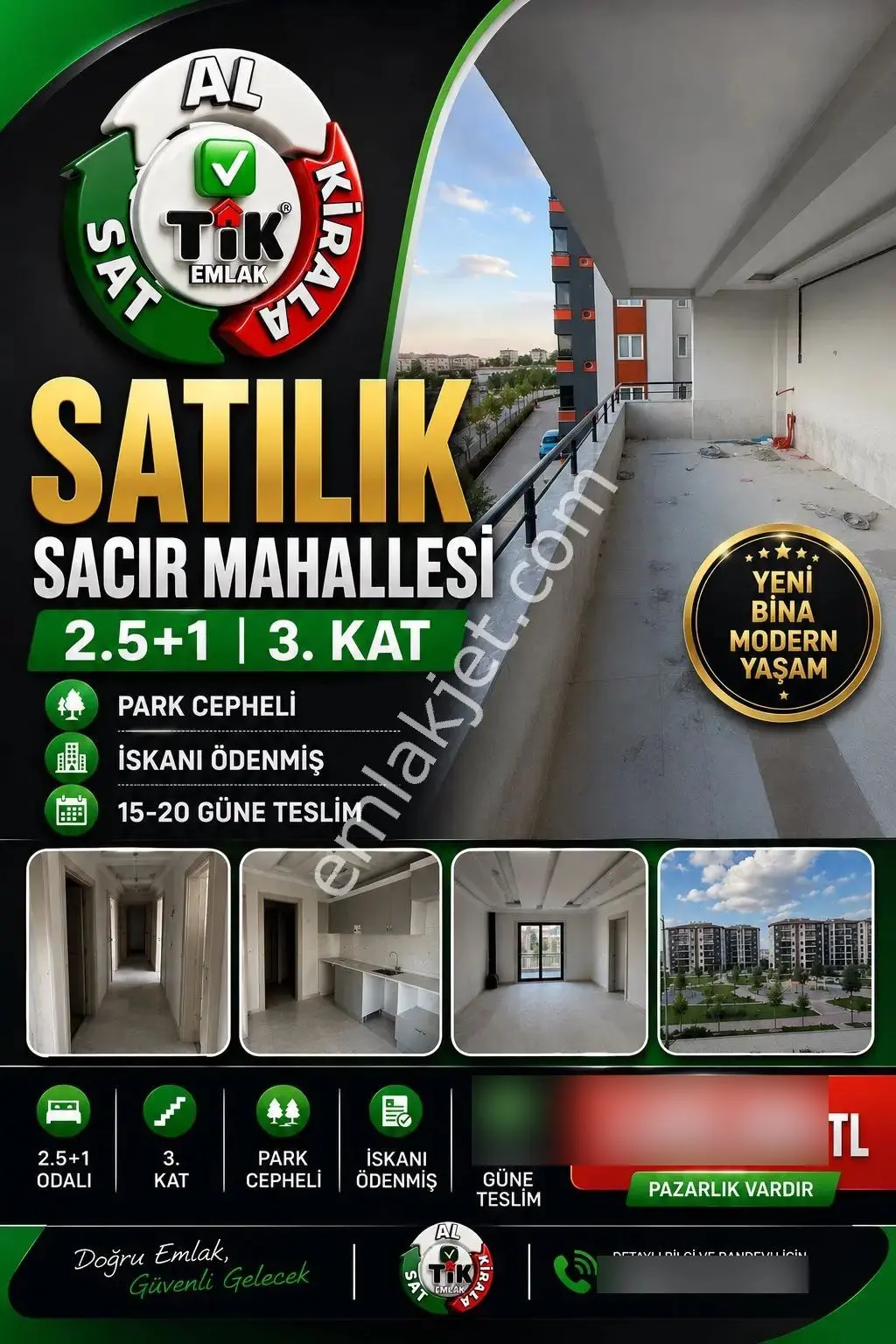 Sacır Bölgesinde Park Manzaralı 110 M² Satılık 2.5+1 Daire, Asansörlü Ve Ferah