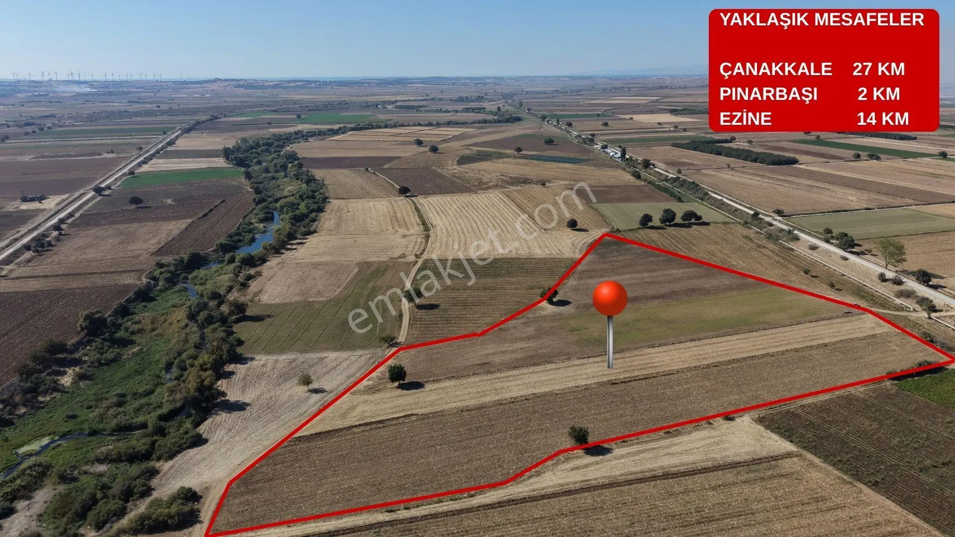 Çanakkale Ezine Pınarbaşı'Nda Geniş Yüzölçümlü Yatırımlık Tarla