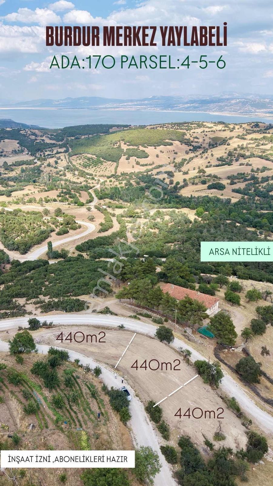 Burdur Merkez Yaylabelin'De Göl Manzaralı 440M2 Villa Arsası
