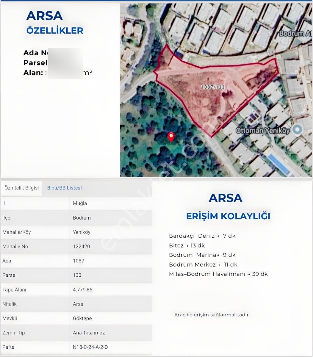 Bodrum Yeniköyde Merkezi Konumda 4.779 M² Yatırımlık Arsa — fotoğraf 3