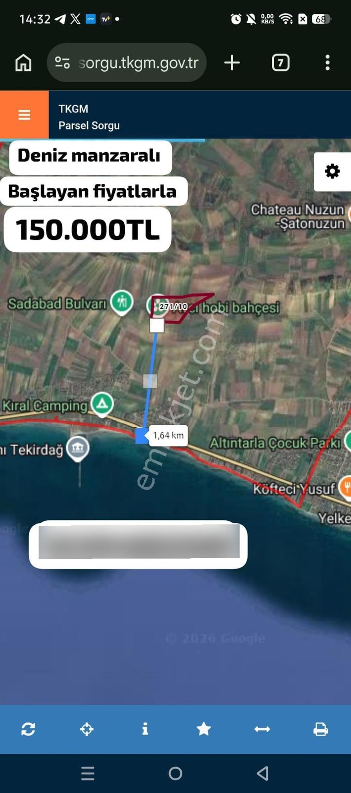 Deniz Manzaralı Tekirdağ Marmara Ereğlisi