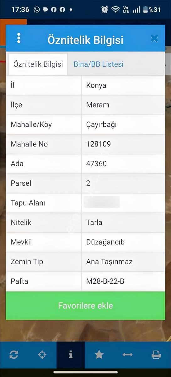 Çayırbağında 1000 M² Hisseli Satılık Tarla