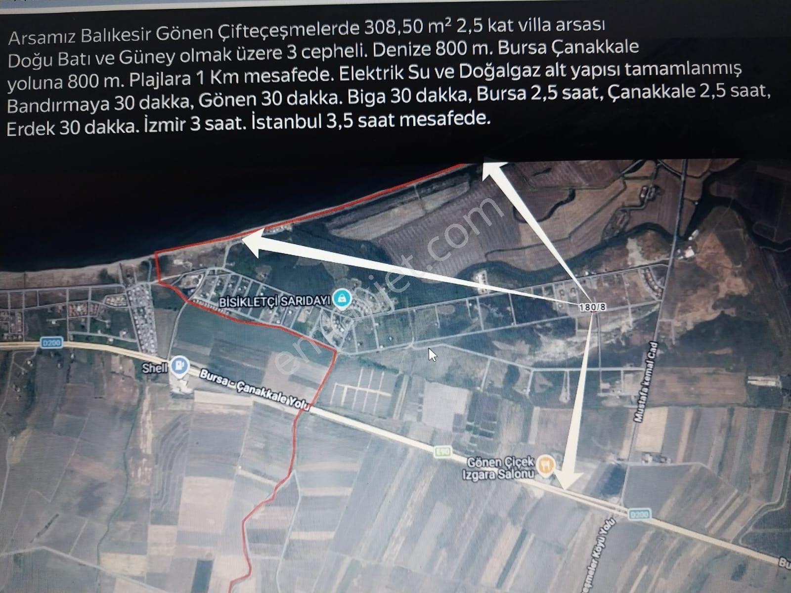 Gönen Çifteçesmelerde 308 M Villalik Arsa — fotoğraf 2
