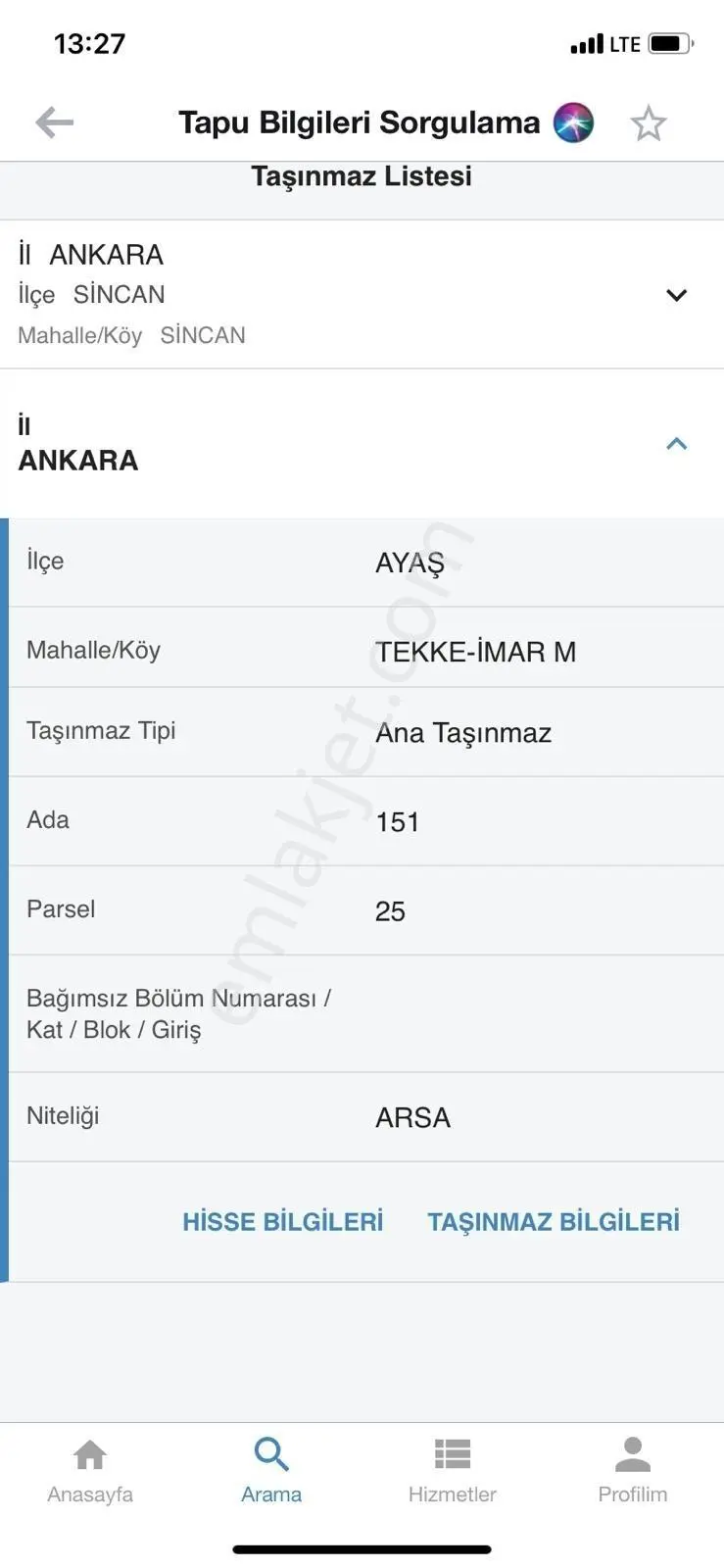 Ankara Ayaş'Ta Satılık Arsa