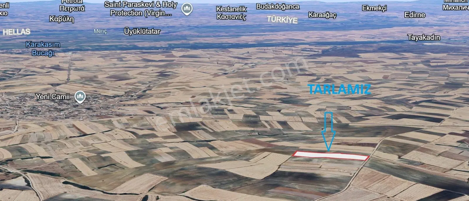 Edirne Havza Azatlı Kadasral Yola Sahip Tek Tapu Satılık Tarla — fotoğraf 4