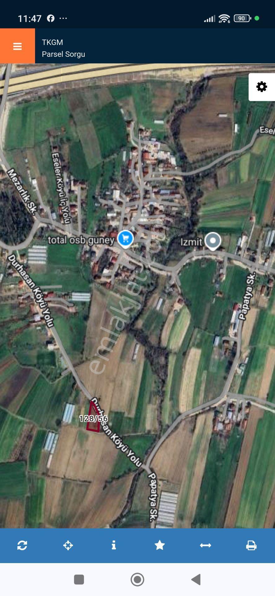 Resmi Yollu! İzmit Eseler’De Proje Koridorunda 1.555 M² Yatırımlık Tarla