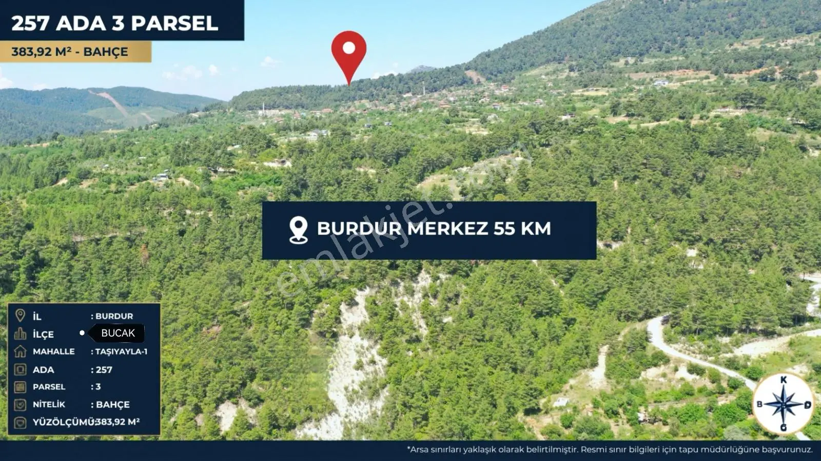 Burdur Bucak Taşyayla-1de 383 M², Yerleşime Yakın Bahçe Satılık — fotoğraf 5