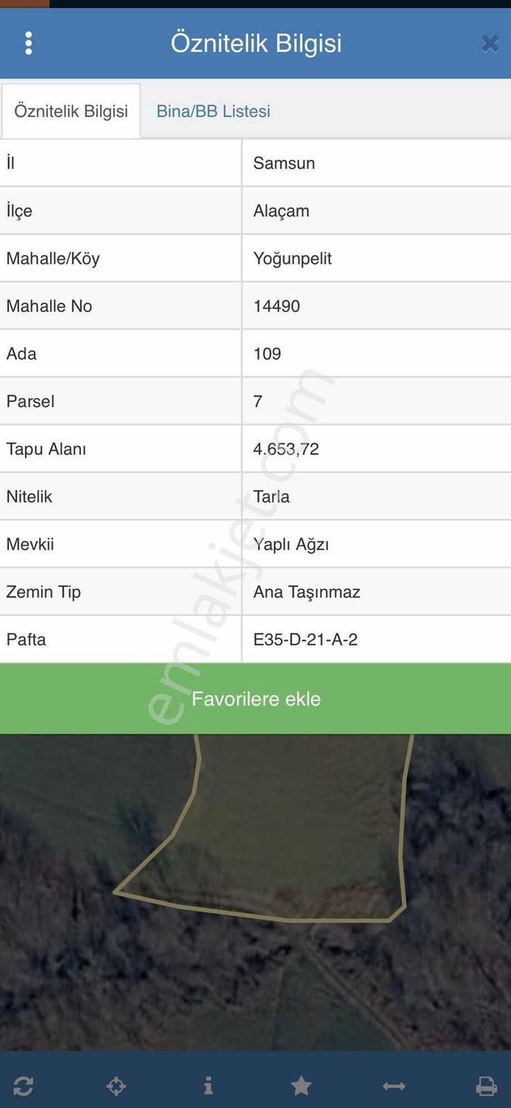 Alaçam Yoğunpelit Mevkii Satılık Tarla