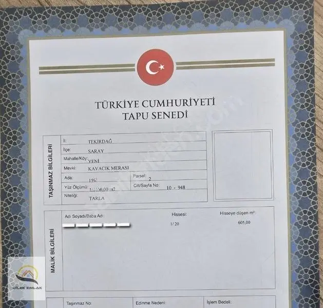 Saray Merkeze Ve Ana Yoluna Yakın 605 M2 Tapulu Satılık Tarla — fotoğraf 3