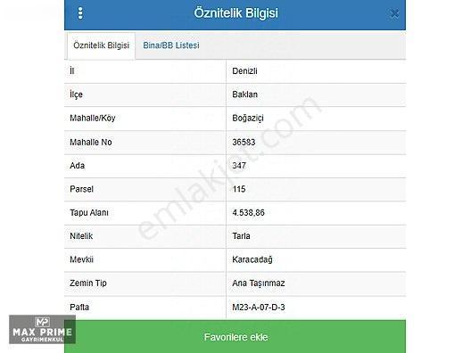 Max Prıme | Baklan Boğaziçi 4.538 M² Yatırımlık Fırsat Arazi — fotoğraf 3