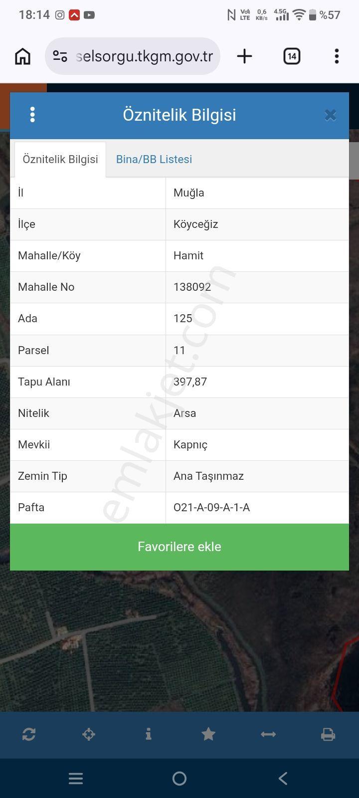 Muğla Köyceğiz Hamitte 397 M Göl Kenari Müstakil Arsa — fotoğraf 3