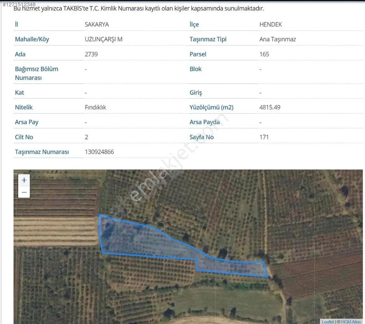 Sakarya Hendek Uzunçarşı’da 4.815 M², 150 Kök Fındıklı Satılık Fındıklık – 3.000.000 Tl — fotoğraf 3