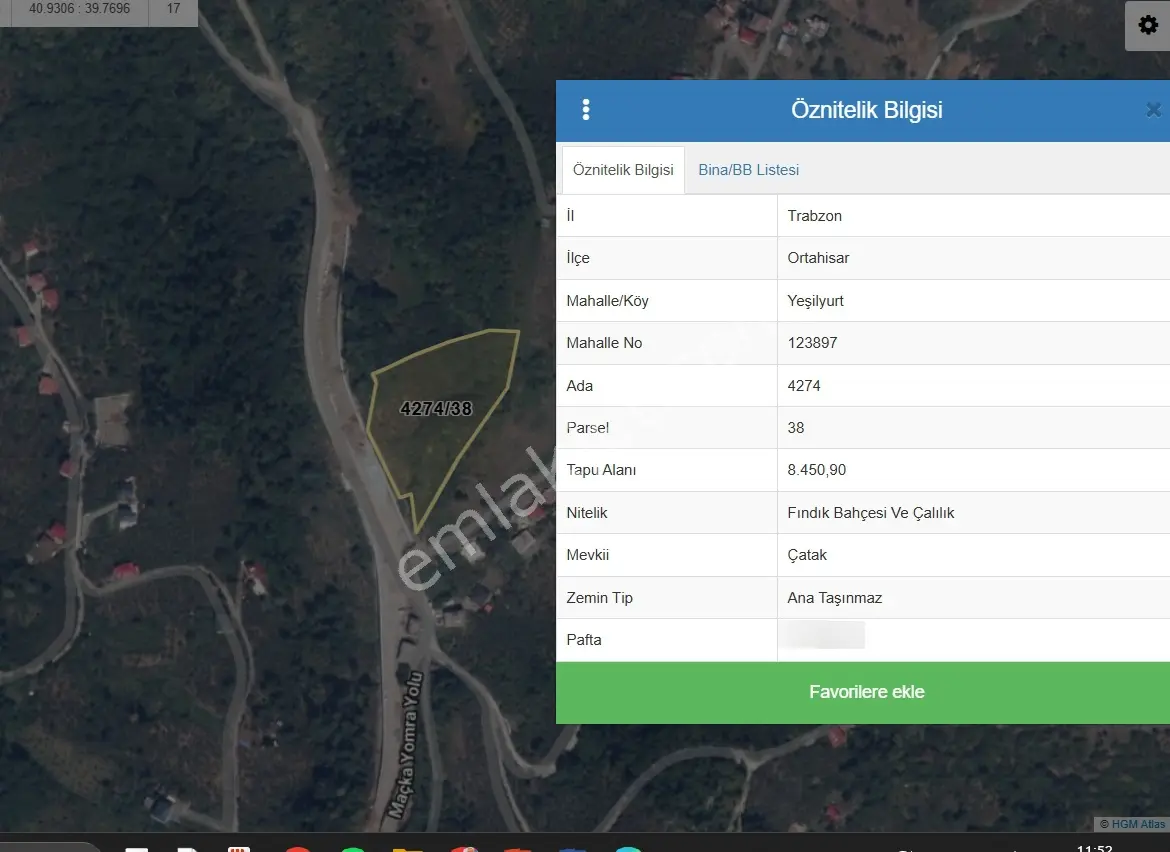 Trabzon Ortahisar Yeşilyurt'ta 8.450 M2 Satılık Fındık Bahçesi — fotoğraf 4