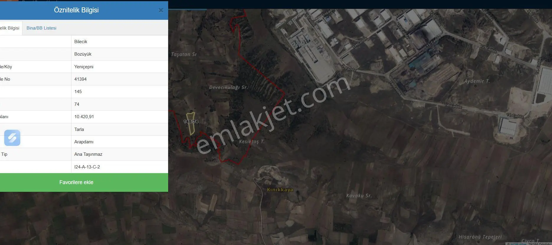 Organize Sanayi Yakını Satılık 10420 M² Tarla