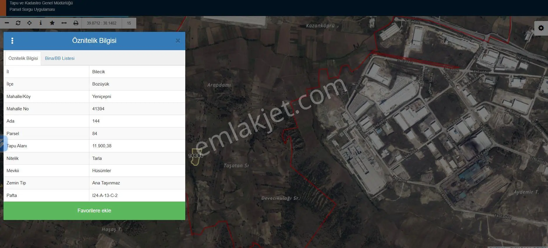 Organize Sanayi Yakını Satılık 11900 M² Tarla