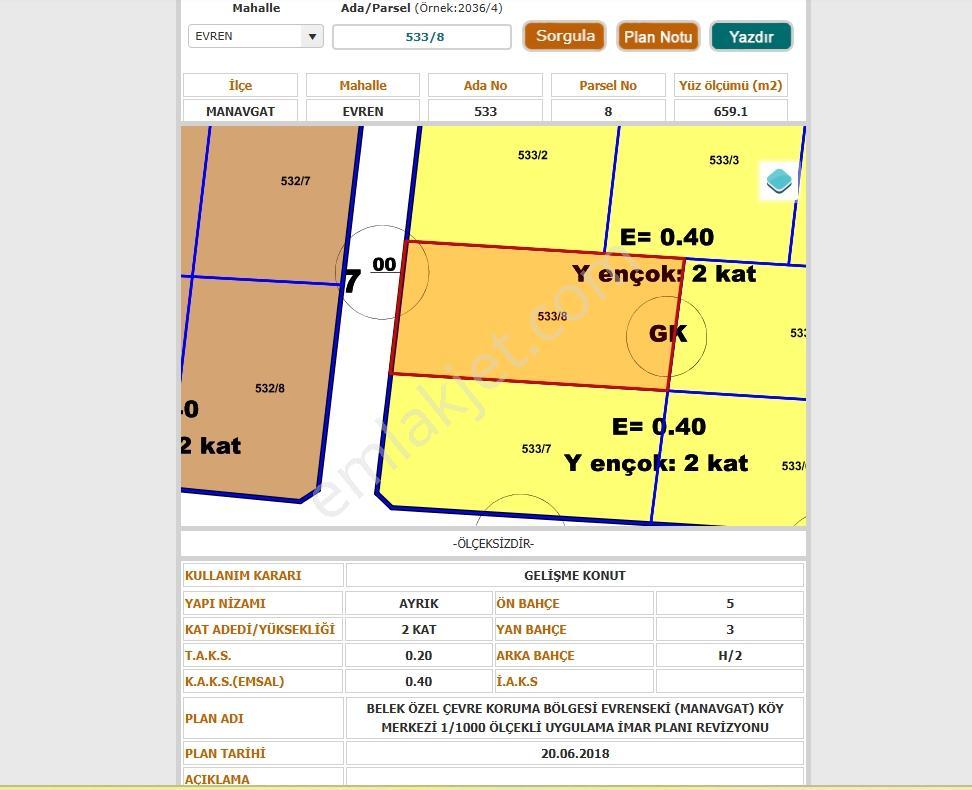 Manavgat Evrenseki Mahallesi'nde 659 M2 Satılık Arsa — fotoğraf 14