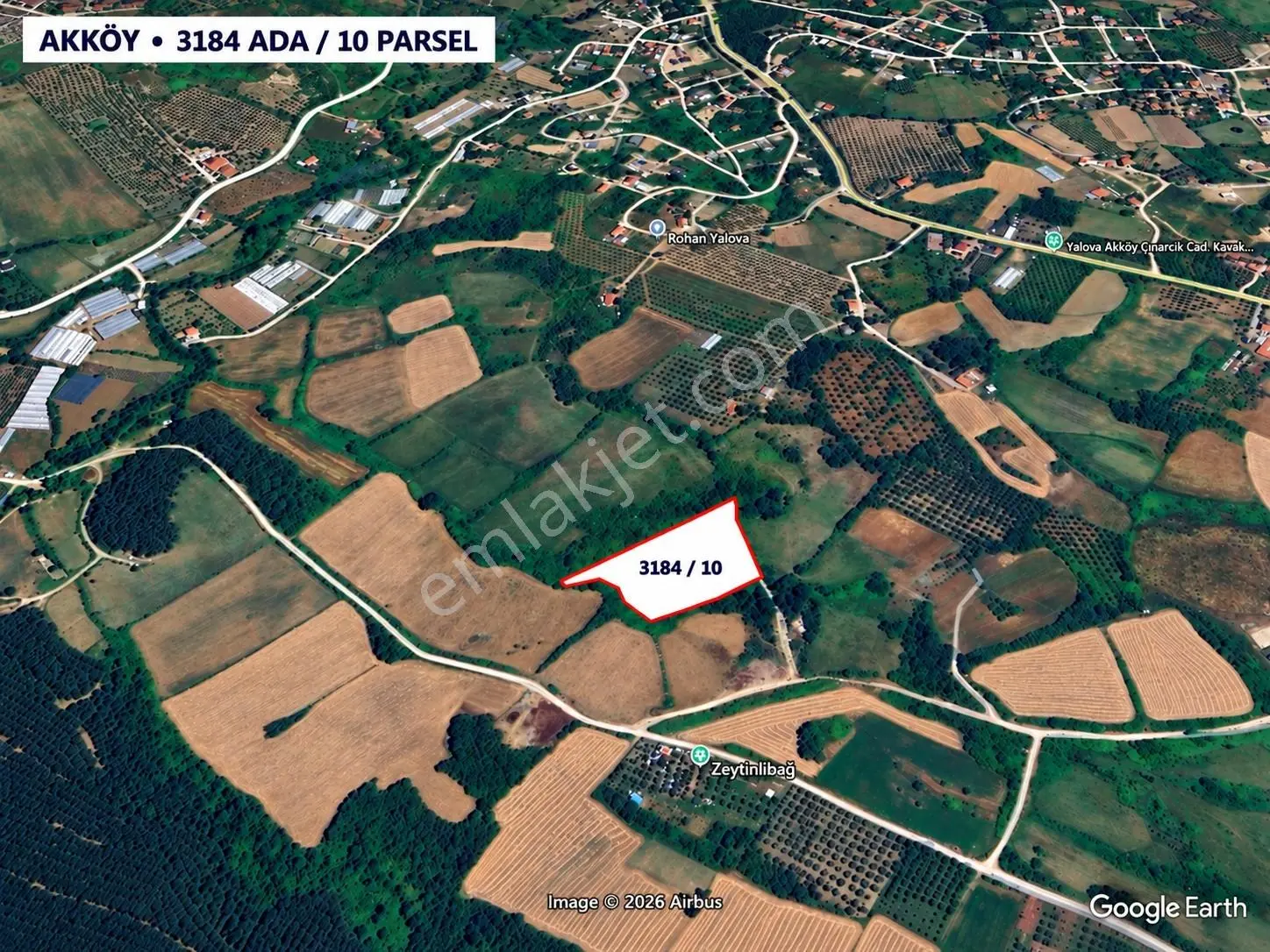 Yalova Akköyde İmar Sınırında 8.180 M² Müstakil Tapulu Arazi