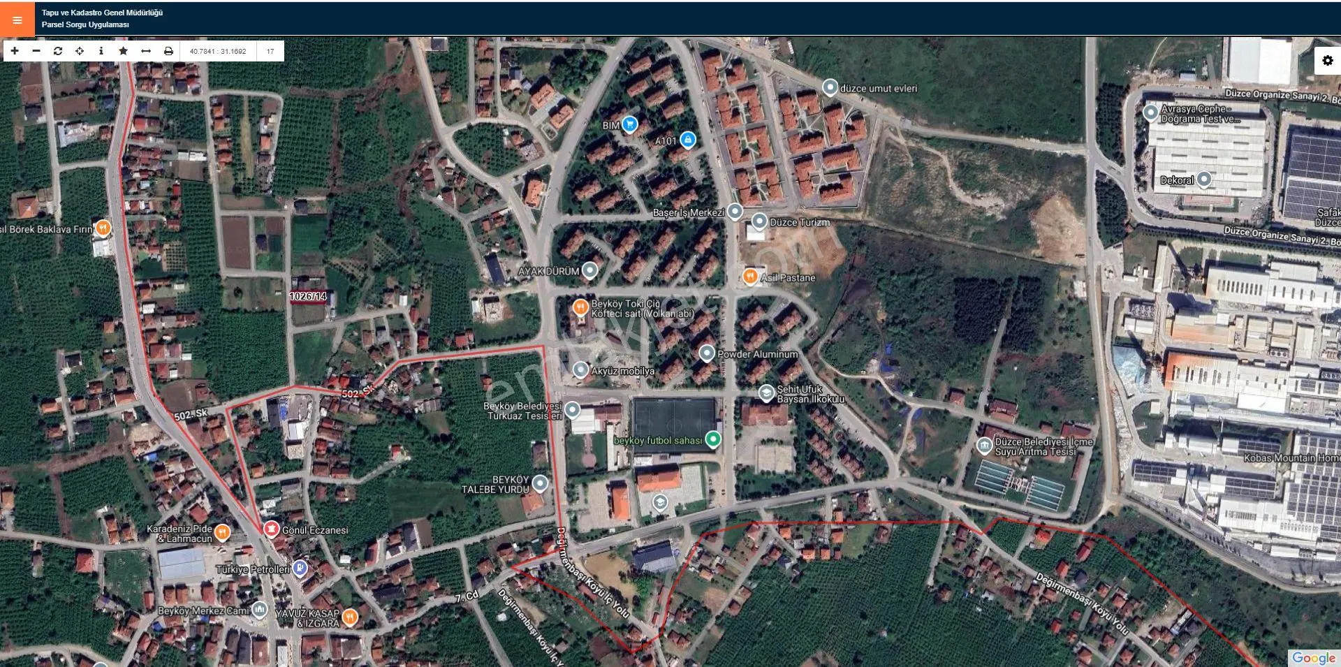 Düzce Beyköy Beytepe Mev. Satılık 3 Kat İmarlı Arsa