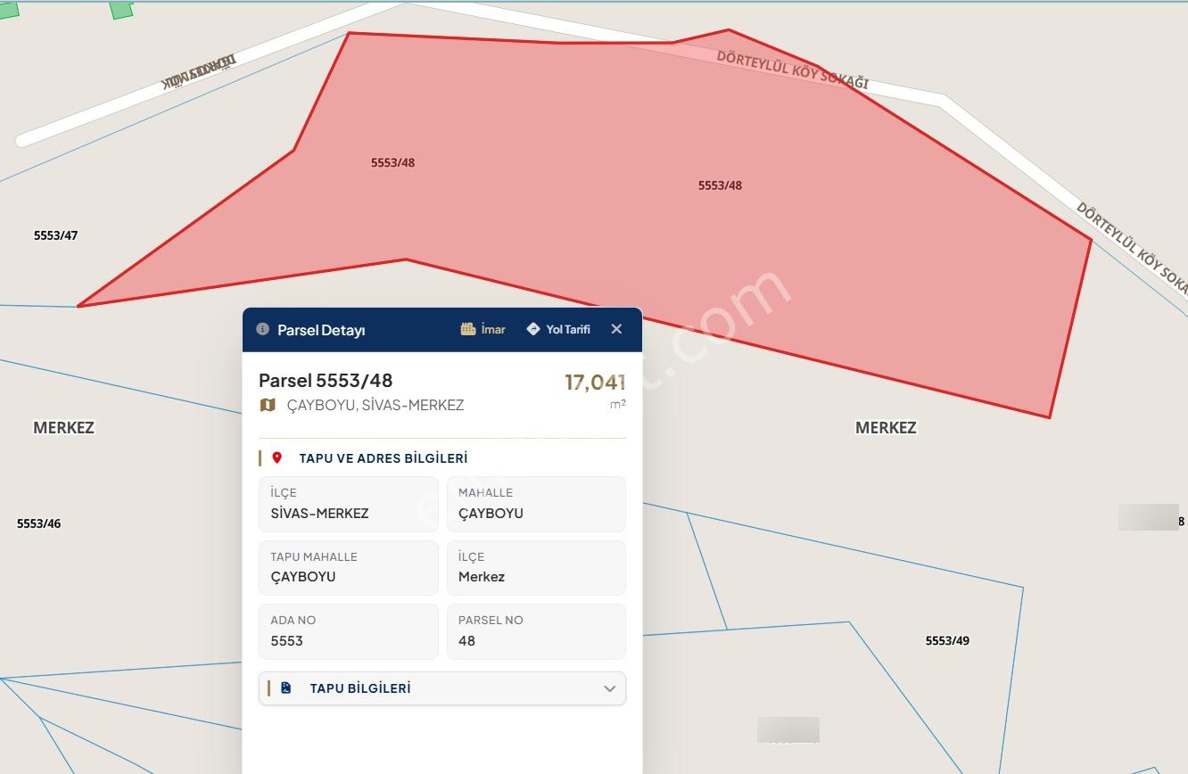 C.K'Dan Sivas Merkez Çayboyunda Satılık Tarla Hissesi