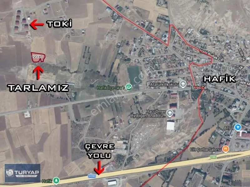 Turyap Sivas'Dan Hafik'De İmar Sınırında 3715 M2 Tek Tapu Tarla