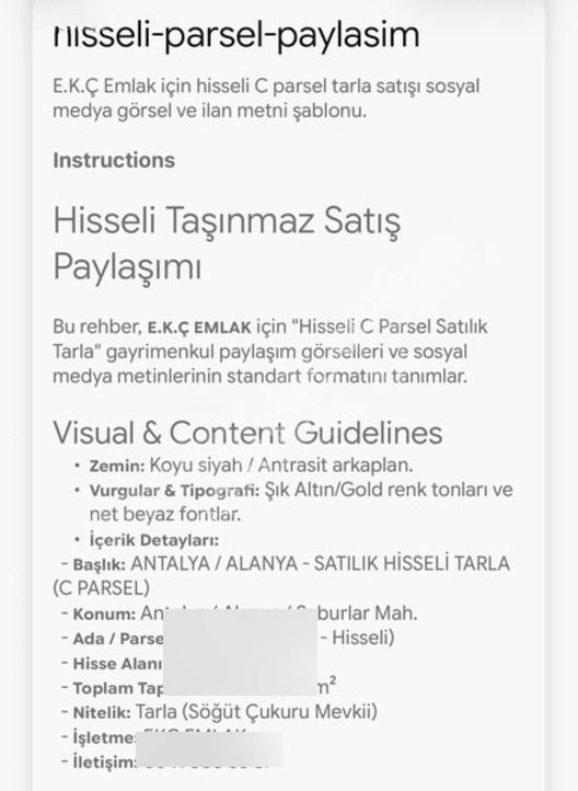 Sabırlar Da Satılık Arazi 8,600 Hisseli — fotoğraf 3