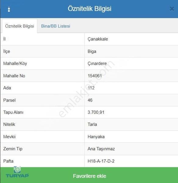 Çanakkale Biga Çınardere 3.700m2 Asfalt Üzeri Satılık Tarla — fotoğraf 3