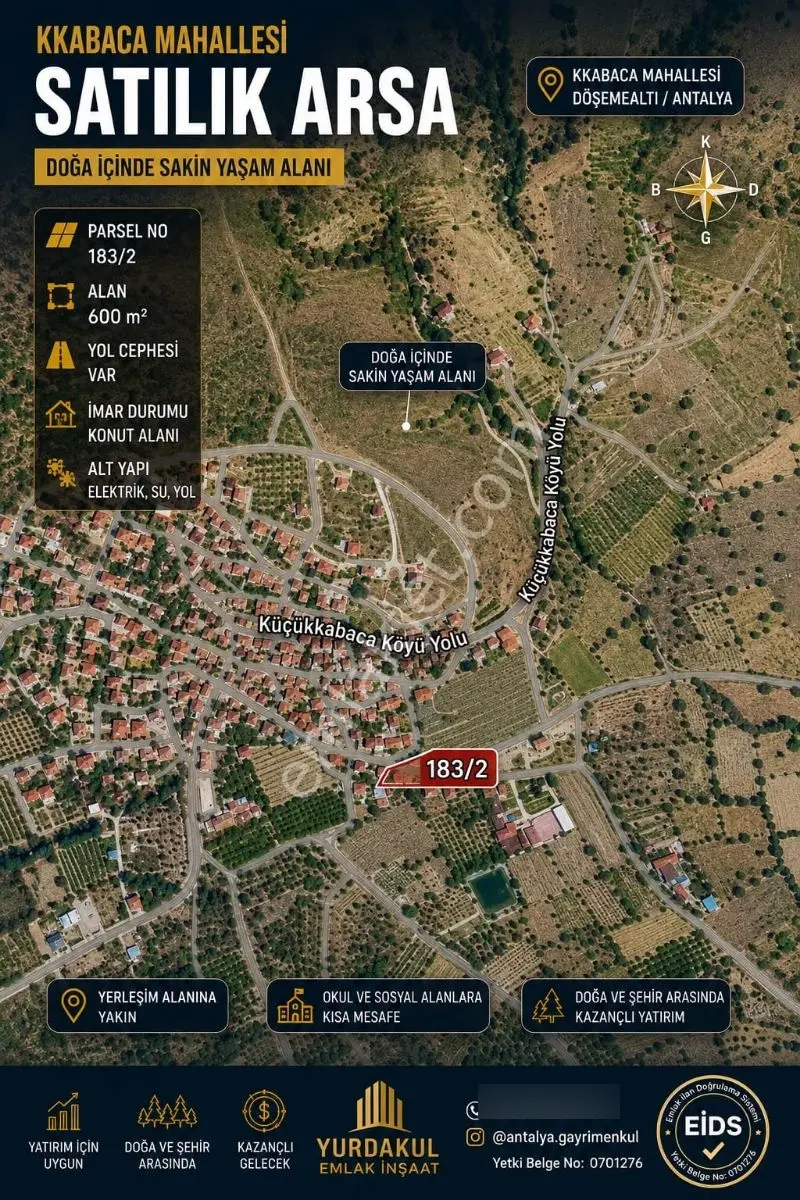 Isparta Uluborlu Küçükkabaca'da 600 M² Köy İçi Satılık Arsa — fotoğraf 3
