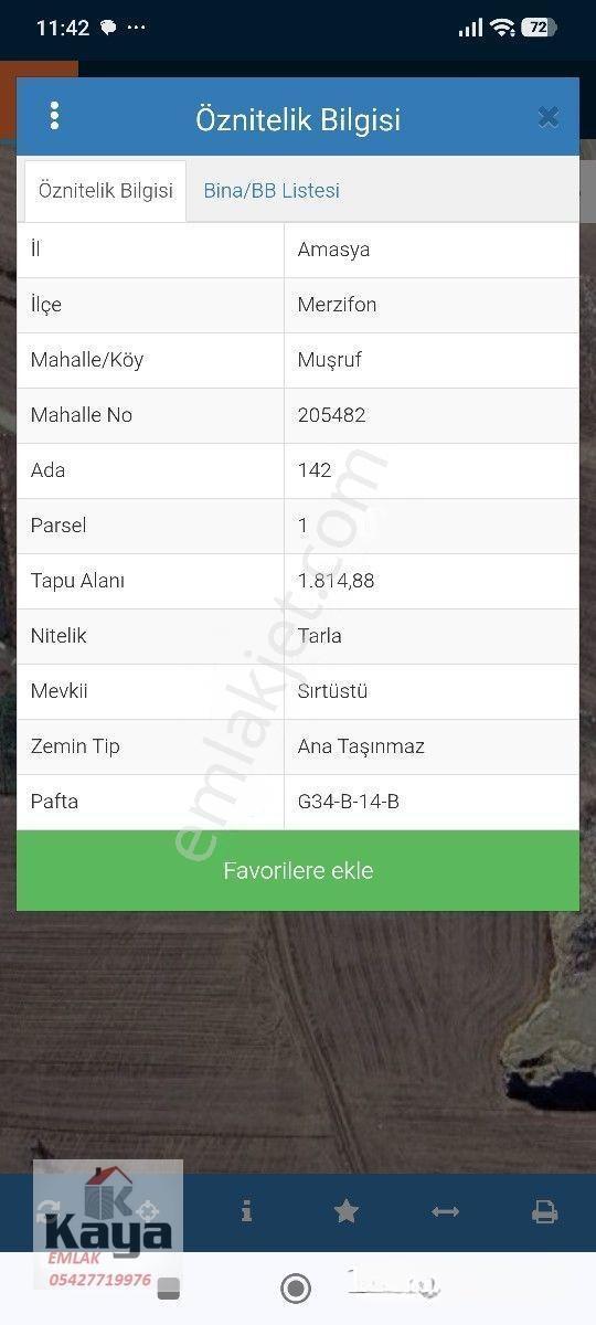 Kaya Emlaktan Satılık Tarla1.814.m2 Muşruf Köyü Merzifon — fotoğraf 6