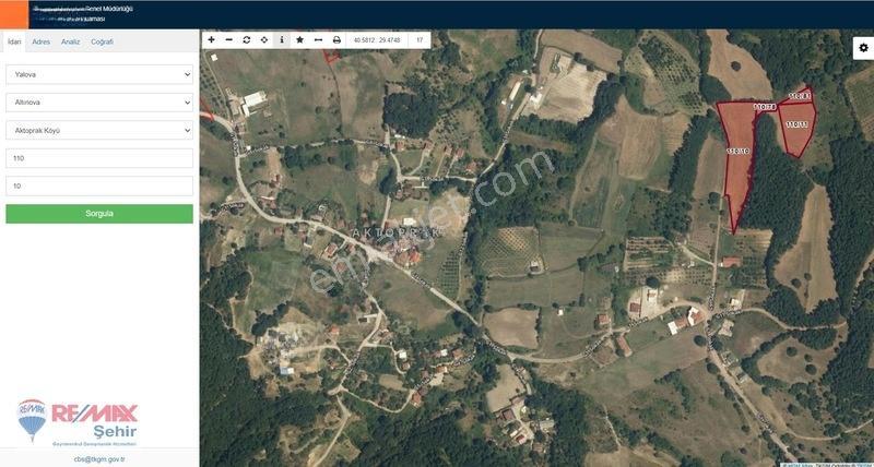 Yalova Altınova Aktoprak Köyünde 12.556M2 Satılık Tarla