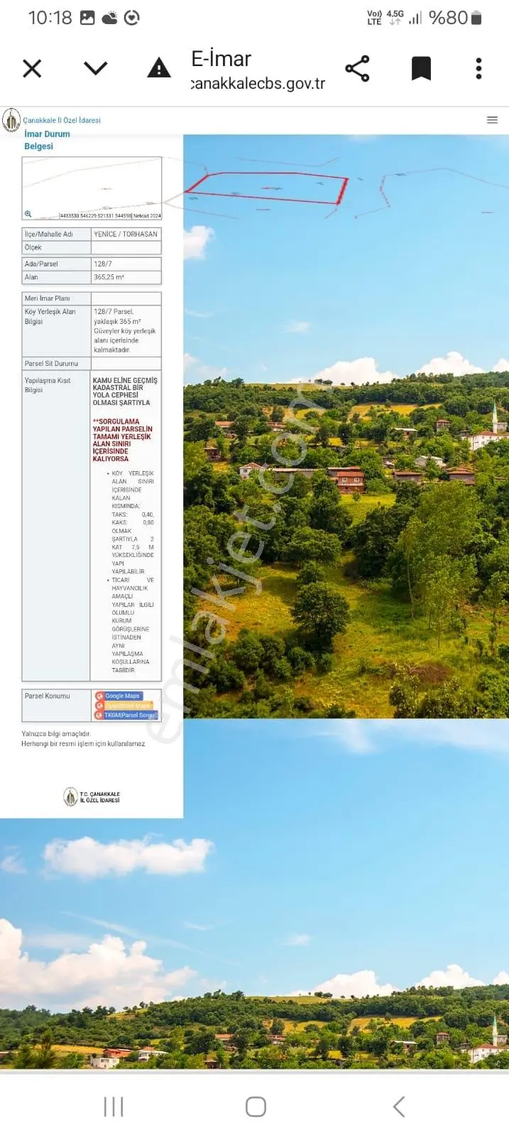Çanakkale Yenice Torhasan Köyü’nde 365 M² Köy Yerleşik Alanında Satılık Arsa — fotoğraf 4