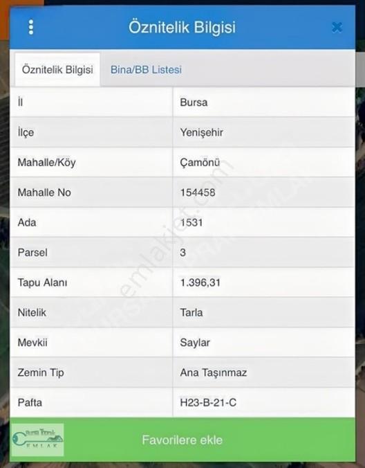 Bursa Yenişehir Çamönü Yatırımlık Tarla — fotoğraf 2