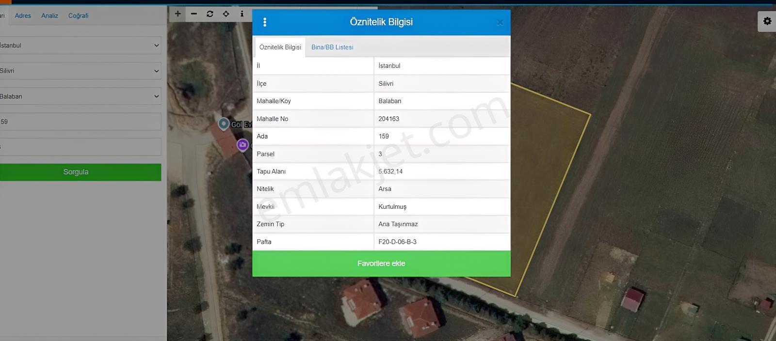 Alban'Dan Silivri Balabanda 256 M² Satılık Arsa