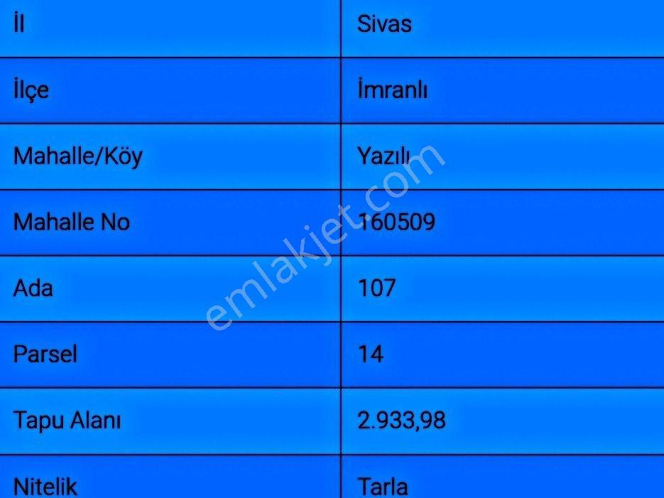 Karahan Emlaktan İmranlı Yazılı Köyünde 3 Dönüm Tarla Yatırımlık — fotoğraf 2