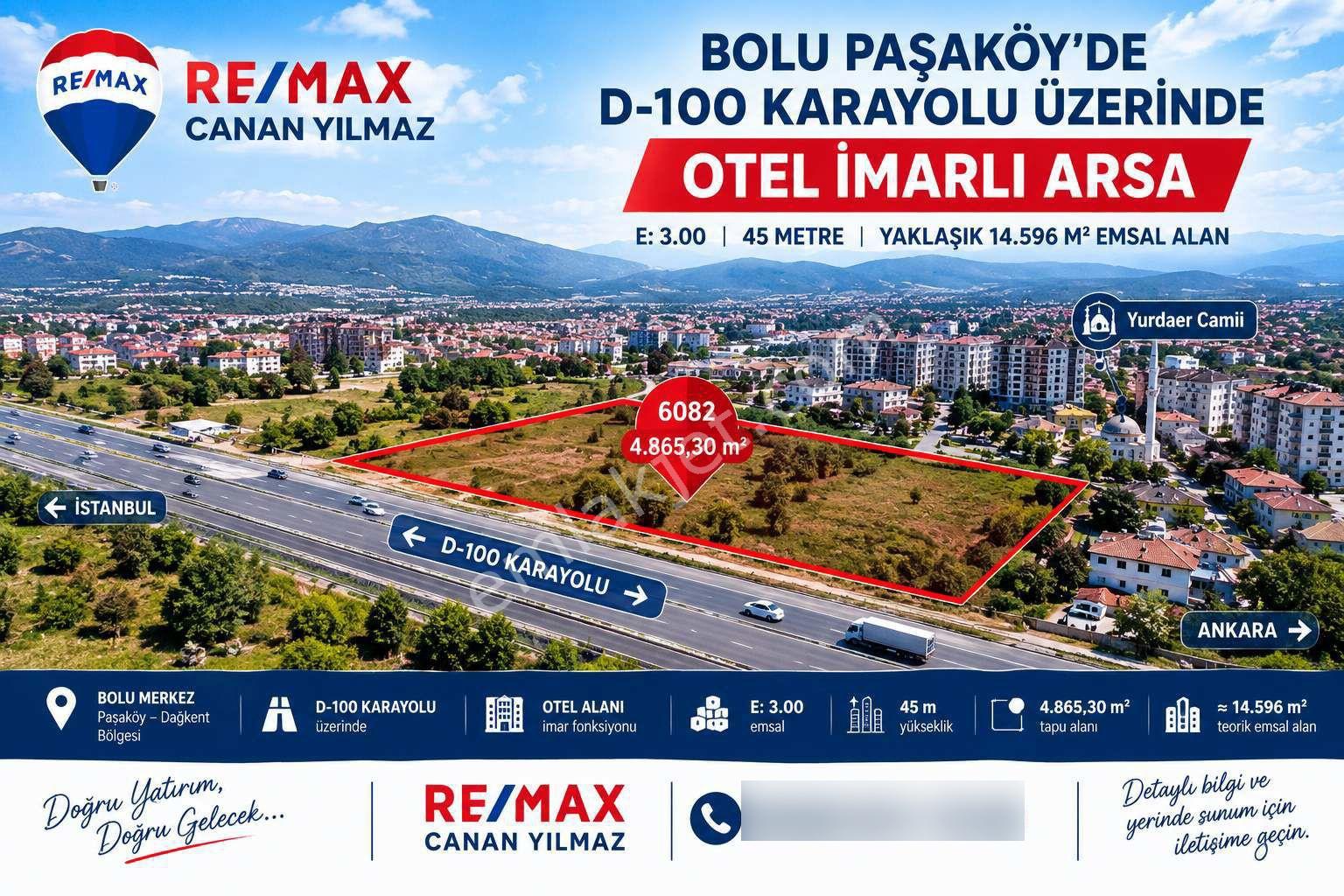 Bolu Paşaköy'de D-100 Üzerinde 4.866 M² Otel İmarlı Arsa | E:3.00 | 45 M — fotoğraf 2