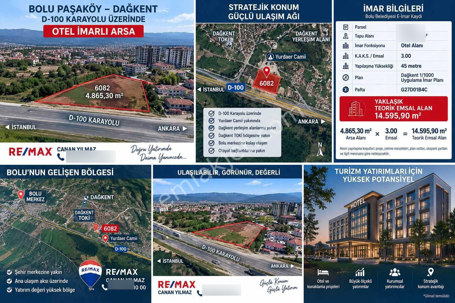 Bolu Paşaköy'de D-100 Üzerinde 4.866 M² Otel İmarlı Arsa | E:3.00 | 45 M — fotoğraf 3